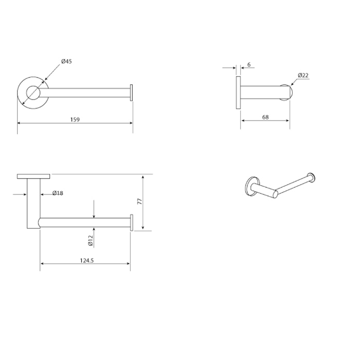 Mica - Brushed Nickel Toilet Roll Holder