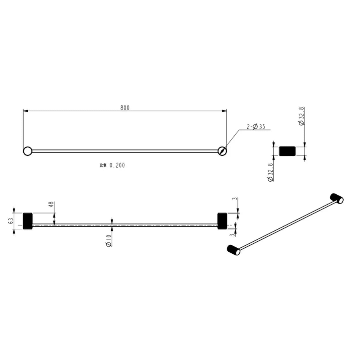 Mica - 800mm Brushed Nickel Fluted Single Towel Rail