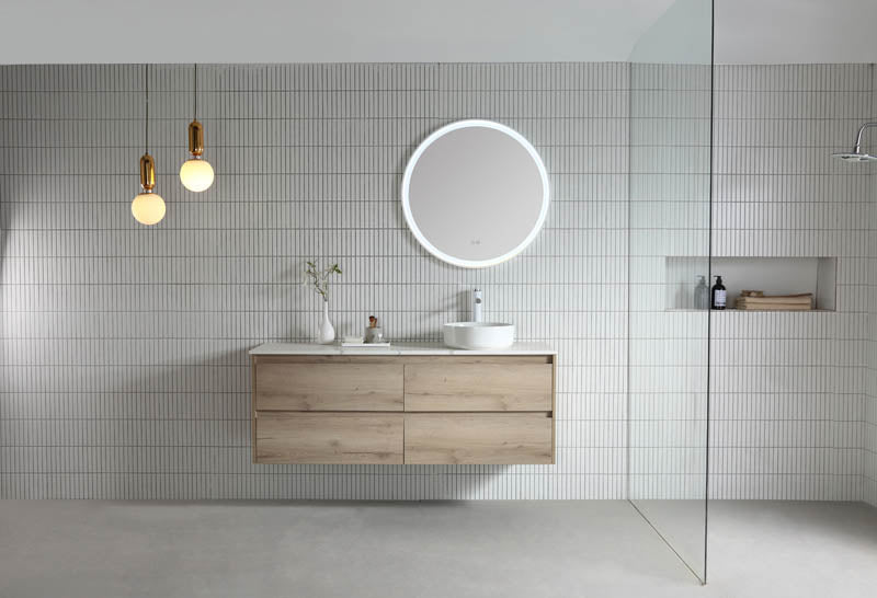 Eclipse - 800mm LED Mirror with Matte White Frame, Dimmable, Adjustable, Touch Sensor Light & Demister