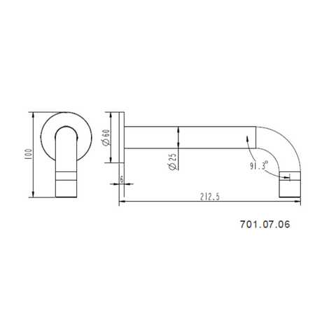 Villa - Brushed Brass 200mm Wall Spout