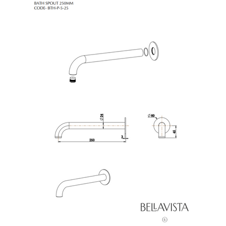 Mica - Polished Chrome 250mm Bath Spout