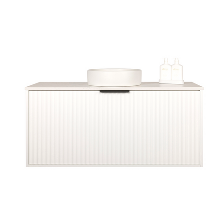 Alia - 900mm Matte White Fluted Wall Hung Vanity