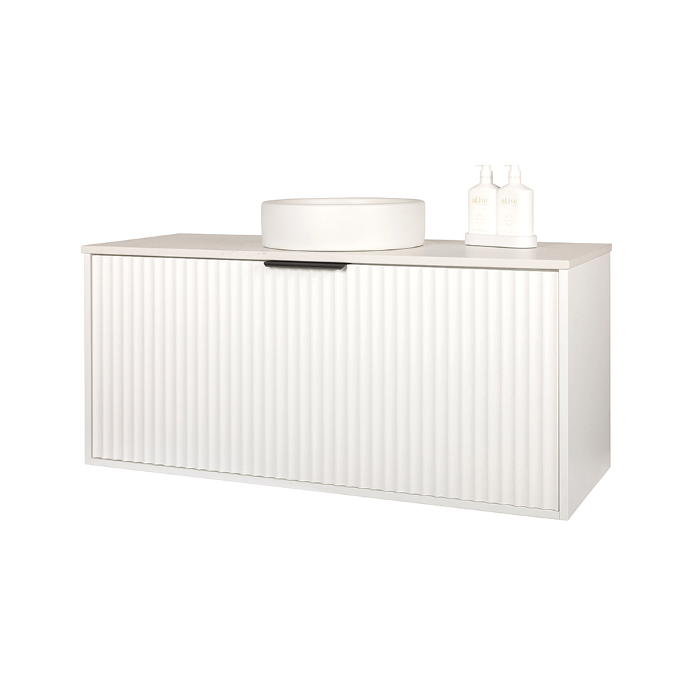 Alia - 1200mm Matte White Fluted Wall Hung Vanity
