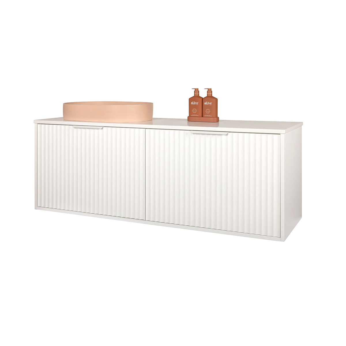 Alia - 900mm Matte White Fluted Wall Hung Vanity