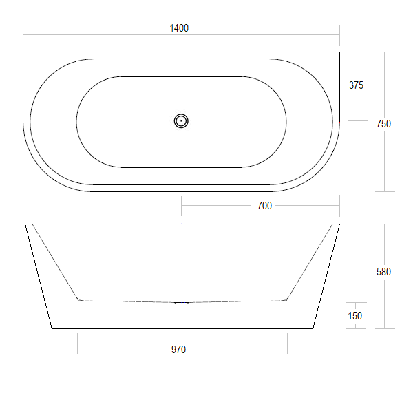 Amelie - 1400mm Back To Wall Bath