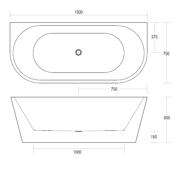 Amelie - 1500mm Back To Wall Bath
