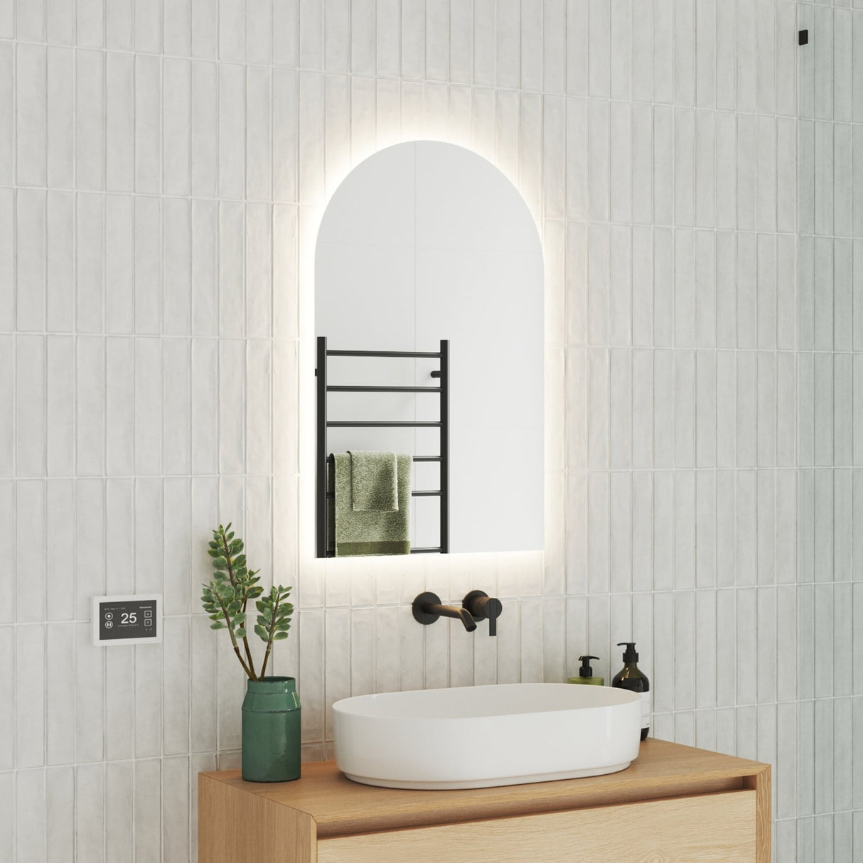 Ablaze - Backlit Arch Shape Mirror with Cool Light 500x800x45mm 47Watts - Includes Mirror Demister