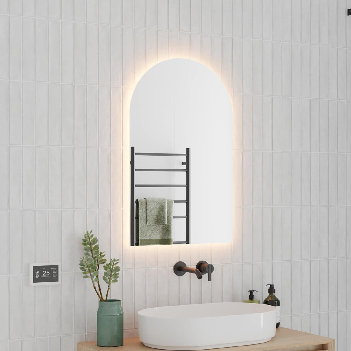 Ablaze - Backlit Arch Shape Mirror with Warm Light 500x800x45mm 47Watts - Includes Mirror Demister