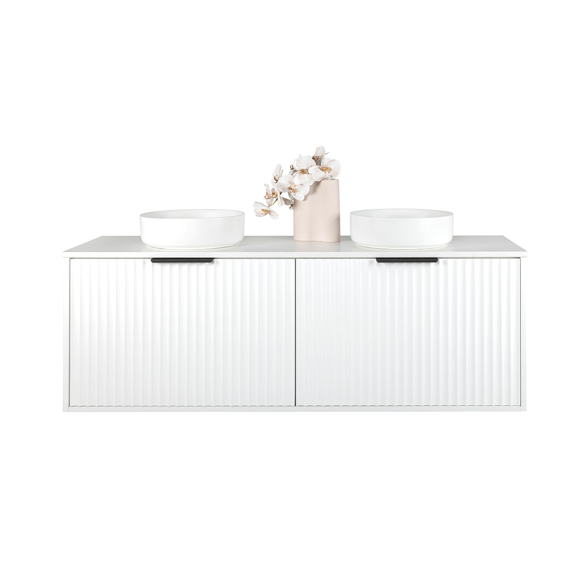 Alia - 1800mm Matte White Fluted Wall Hung Vanity