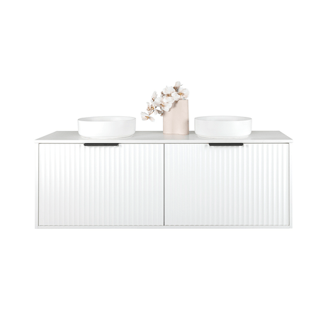 Alia - 1500mm Matte White Fluted Wall Hung Vanity