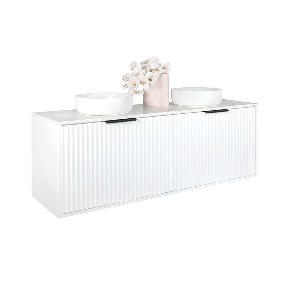Alia - 1500mm Matte White Fluted Wall Hung Vanity