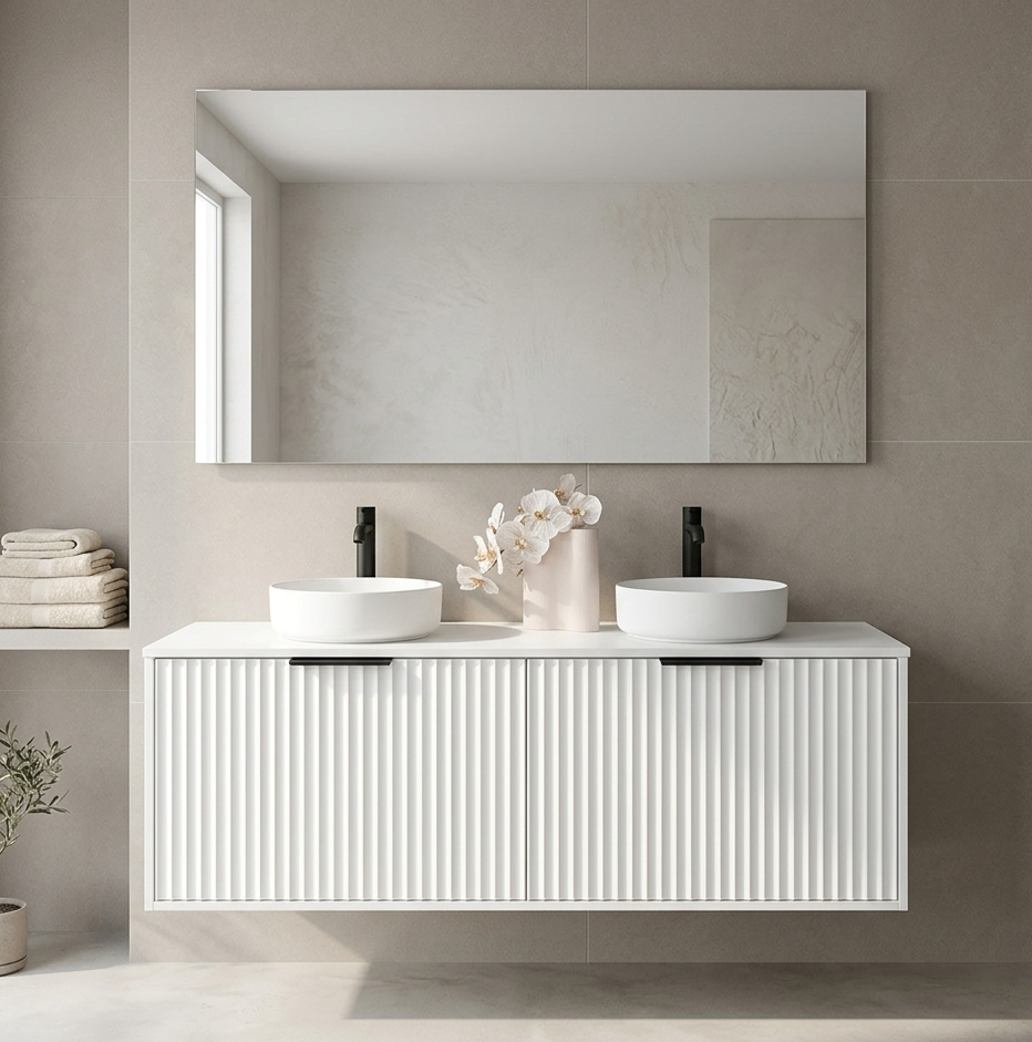 Alia 600mm Fluted Wall Hung Bathroom Vanity