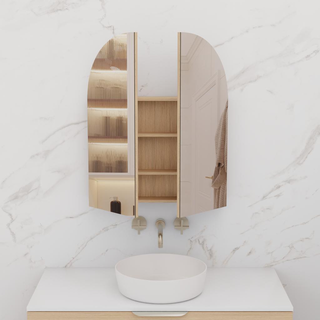 Arka - 800mm Nordic Oak Shaving Cabinet