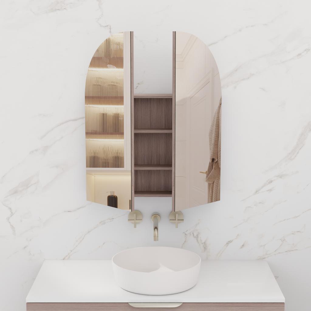 Arka - 800mm Urban Oak Shaving Cabinet