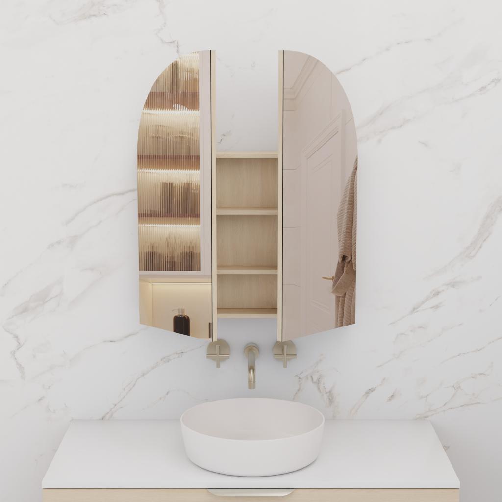 Arka - 800mm Vero Oak Shaving Cabinet