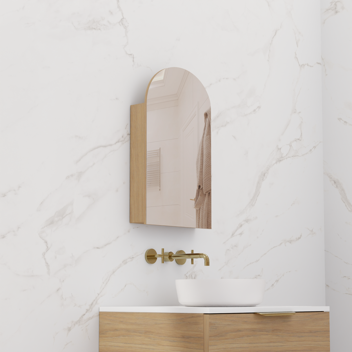 Arka - 600mm Prime Oak Woodmatt Shaving Cabinet