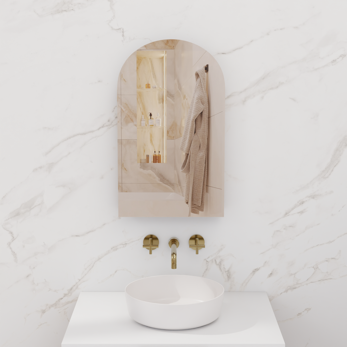 Arka - 600mm Prime Oak Woodmatt Shaving Cabinet