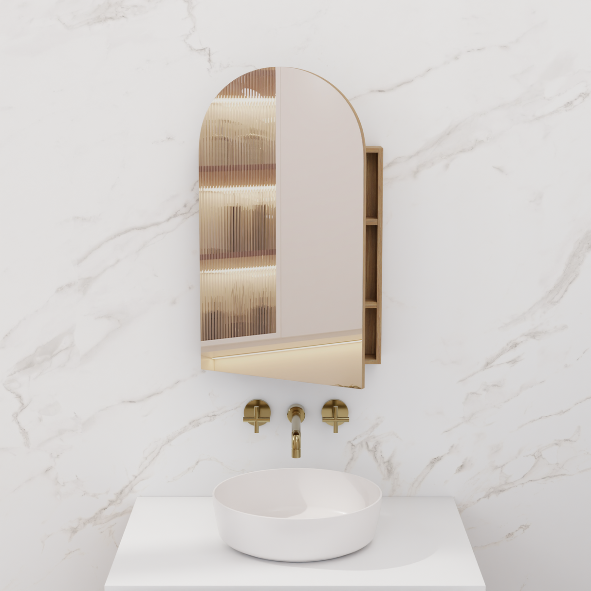 Arka - 600mm Prime Oak Woodmatt Shaving Cabinet