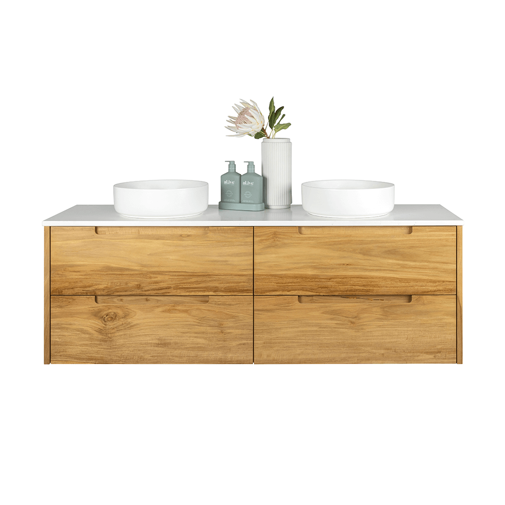 Avila - 1500mm Blonde Teak Timber Vanity
