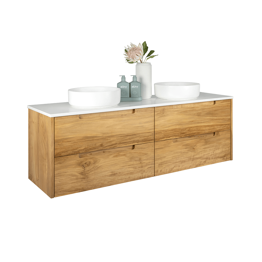 Avila - 1500mm Blonde Teak Timber Vanity