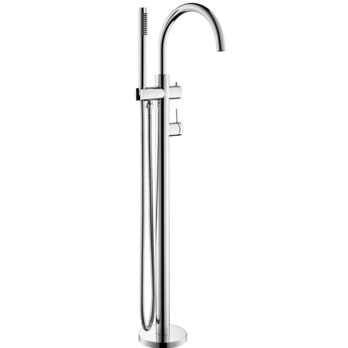 Mica - Polished Chrome Freestanding Bath Spout, Mixer, and Handshower