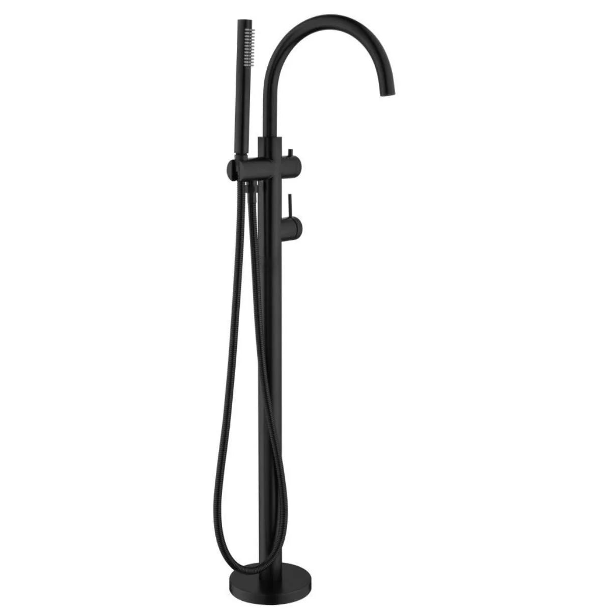 Mica - Matte Black Freestanding Bath Spout, Mixer, and Handshower