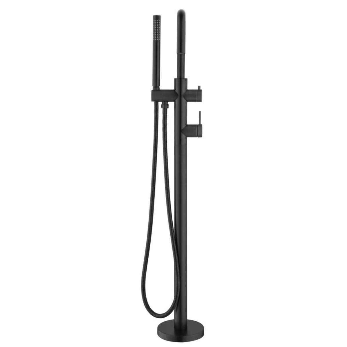 Mica - Matte Black Freestanding Bath Spout, Mixer, and Handshower