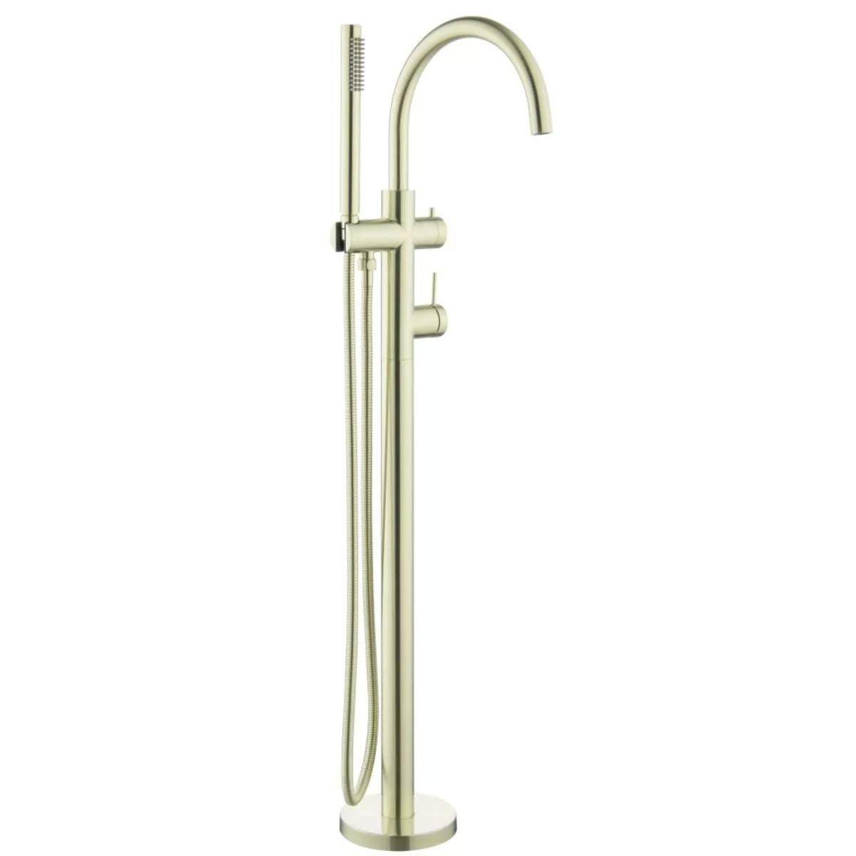 Mica - French Gold Freestanding Bath Spout, Mixer, and Handshower