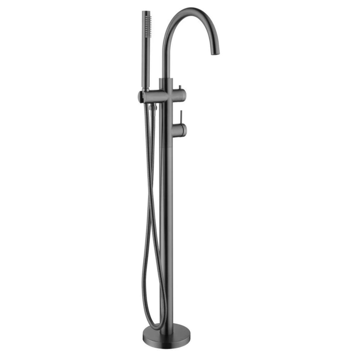 Mica - Gunmetal Freestanding Bath Spout, Mixer, and Handshower