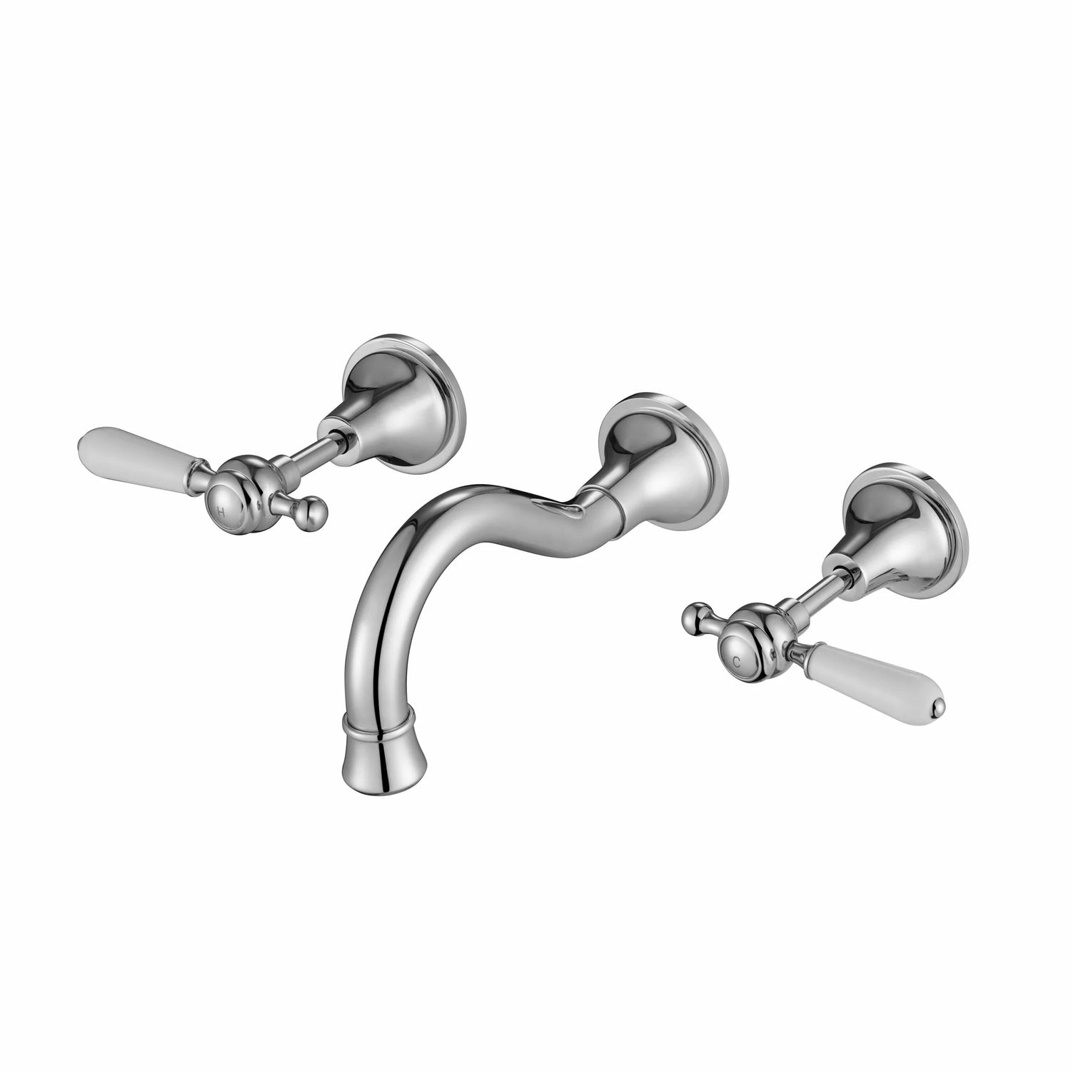 Bordeaux - Polished Chrome Wall Mounted Bath Spout & Tap Set