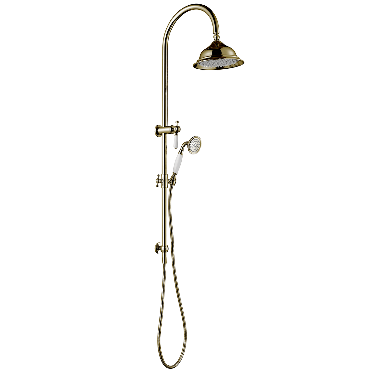Bordeaux - Brushed Brass Integrated Shower Rail with Handshower and Overhead Shower