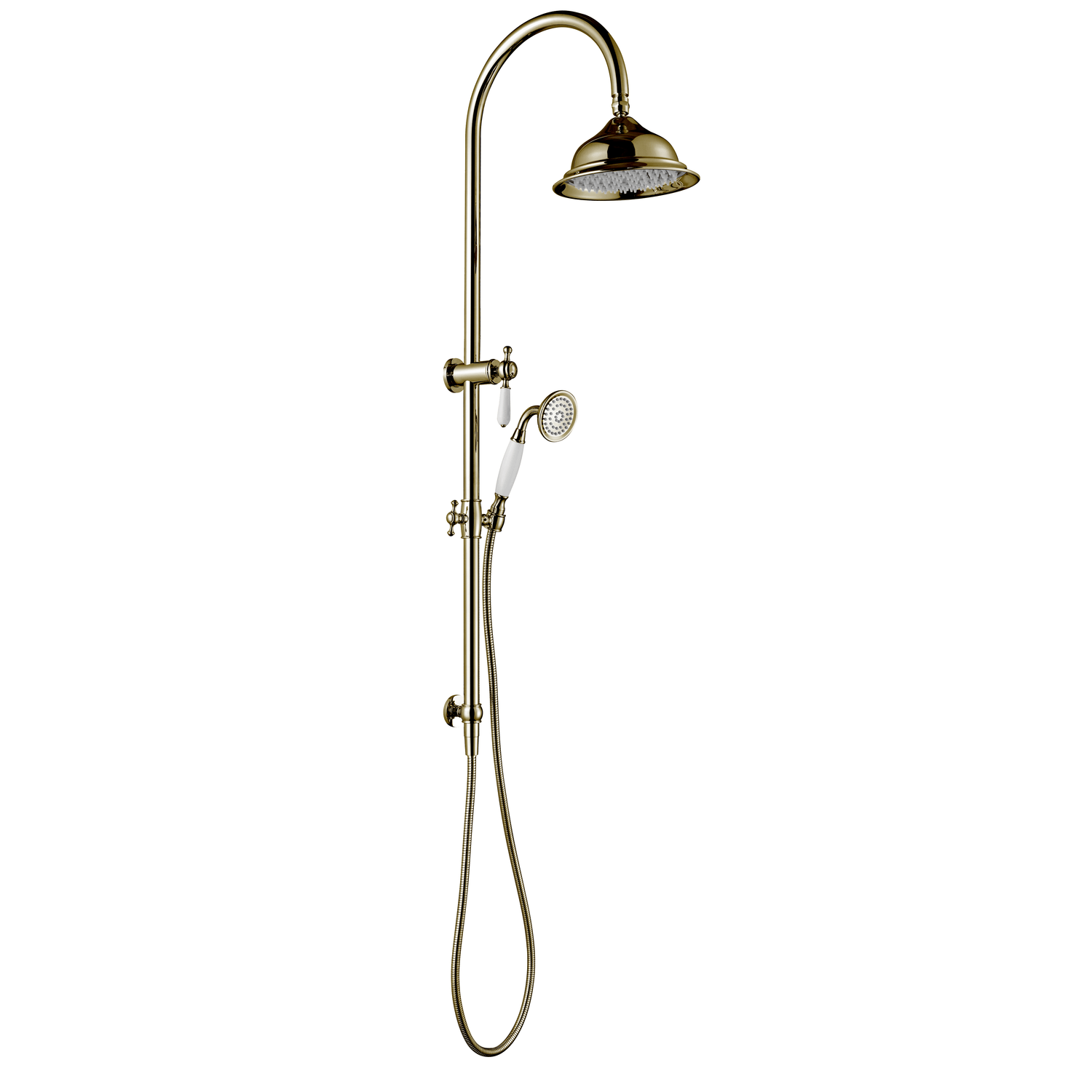 Bordeaux - Brushed Brass Integrated Shower Rail with Handshower and Overhead Shower