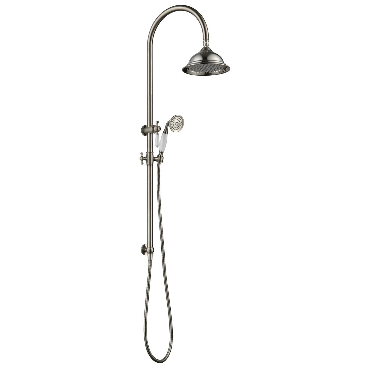 Bordeaux - Brushed Nickel Integrated Shower Rail with Handshower and Overhead Shower
