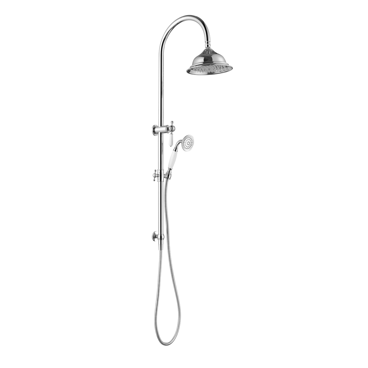 Bordeaux - Polished Chrome Integrated Shower Rail with Handshower and Overhead Shower