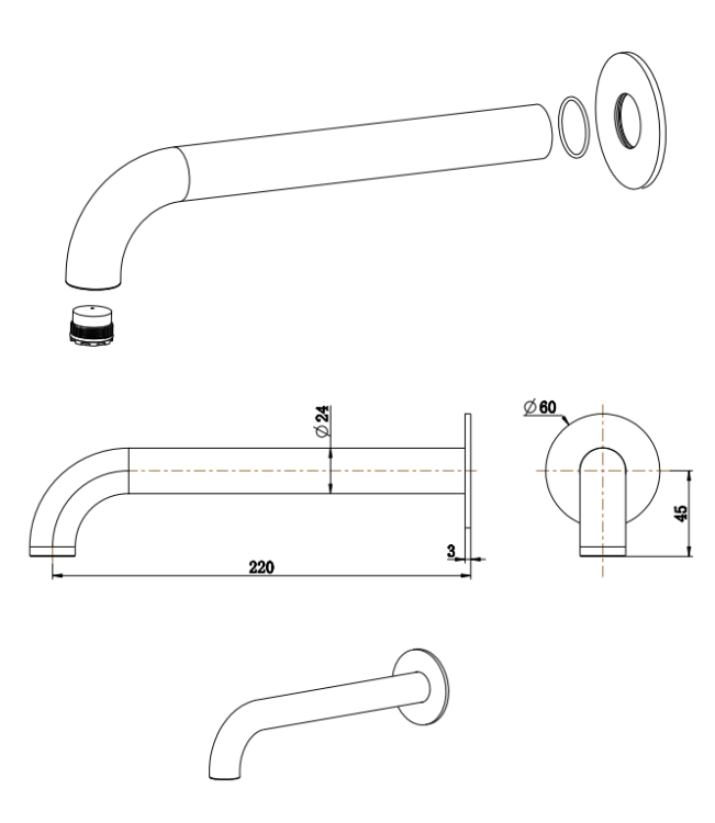 Mica Heritage Bath/Basin Spout 160mm