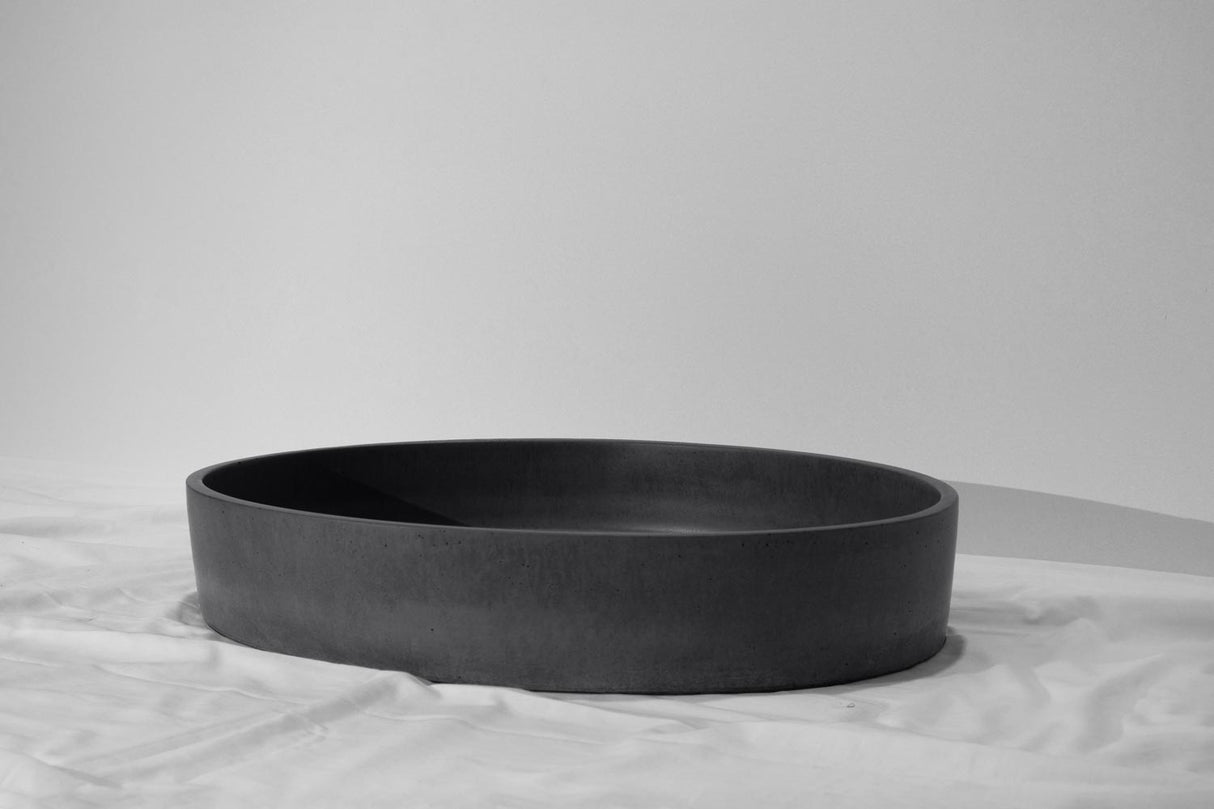 Oblong Concrete Basin - 550x400x100mm Coal