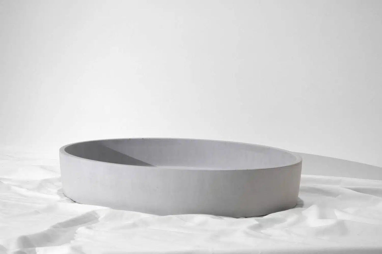 Oblong Concrete Basin - 550x400x100mm Silver