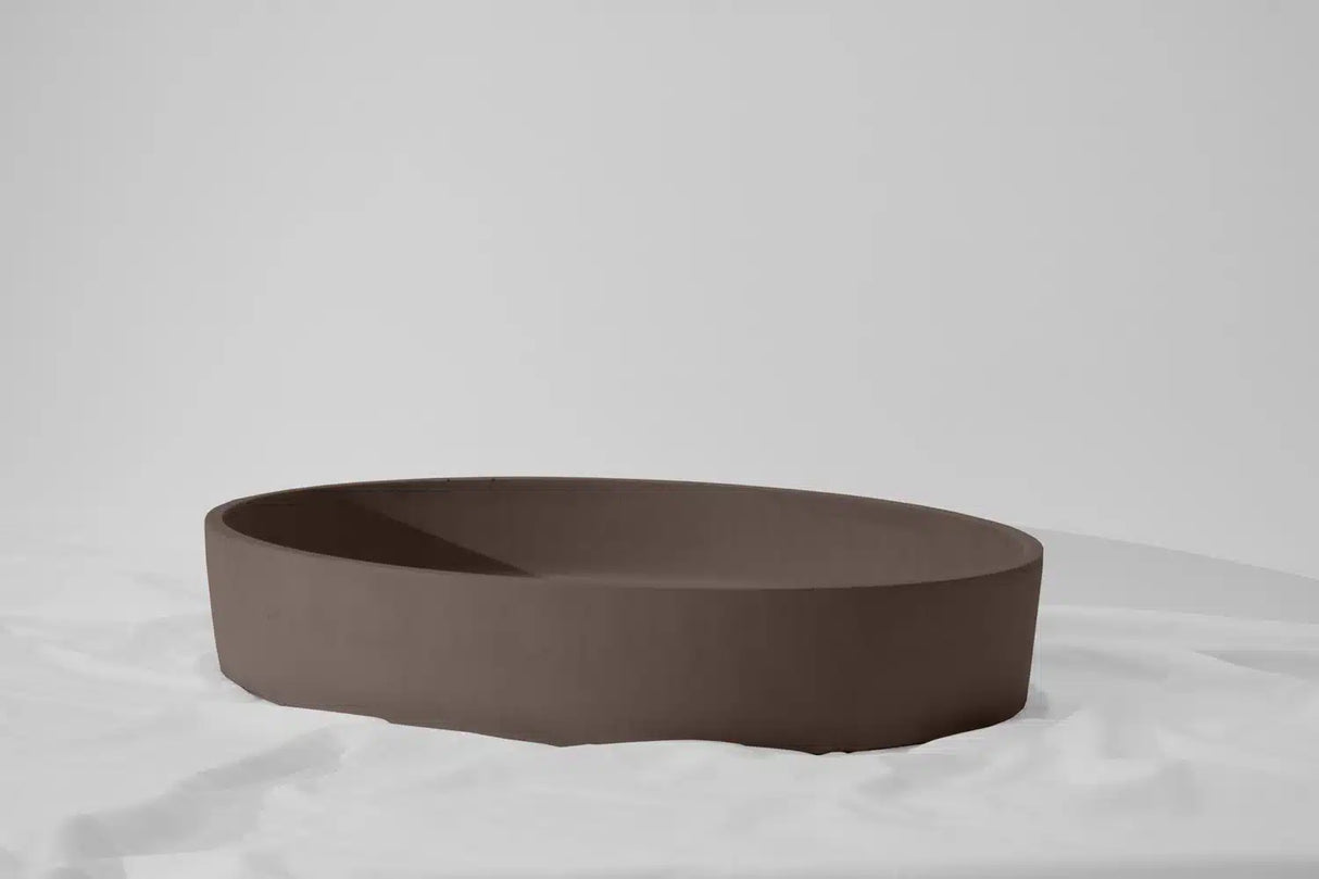 Oblong Concrete Basin - 550x400x100mm Umber