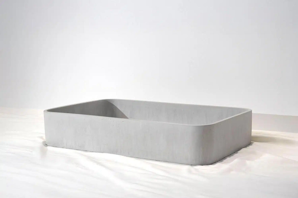 Rektangle Concrete Basin - 550x400x100mm, Ash