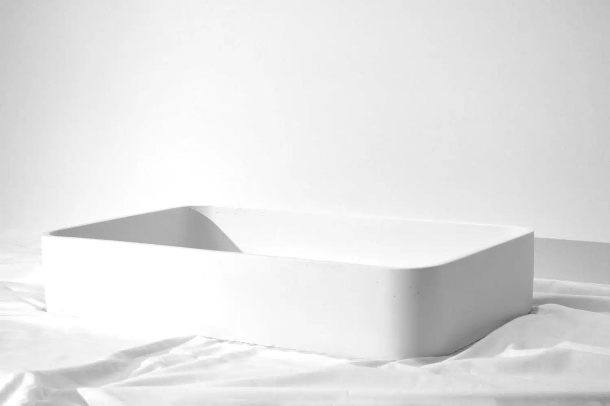Rektangle Concrete Basin - 550x400x100mm, Cloud