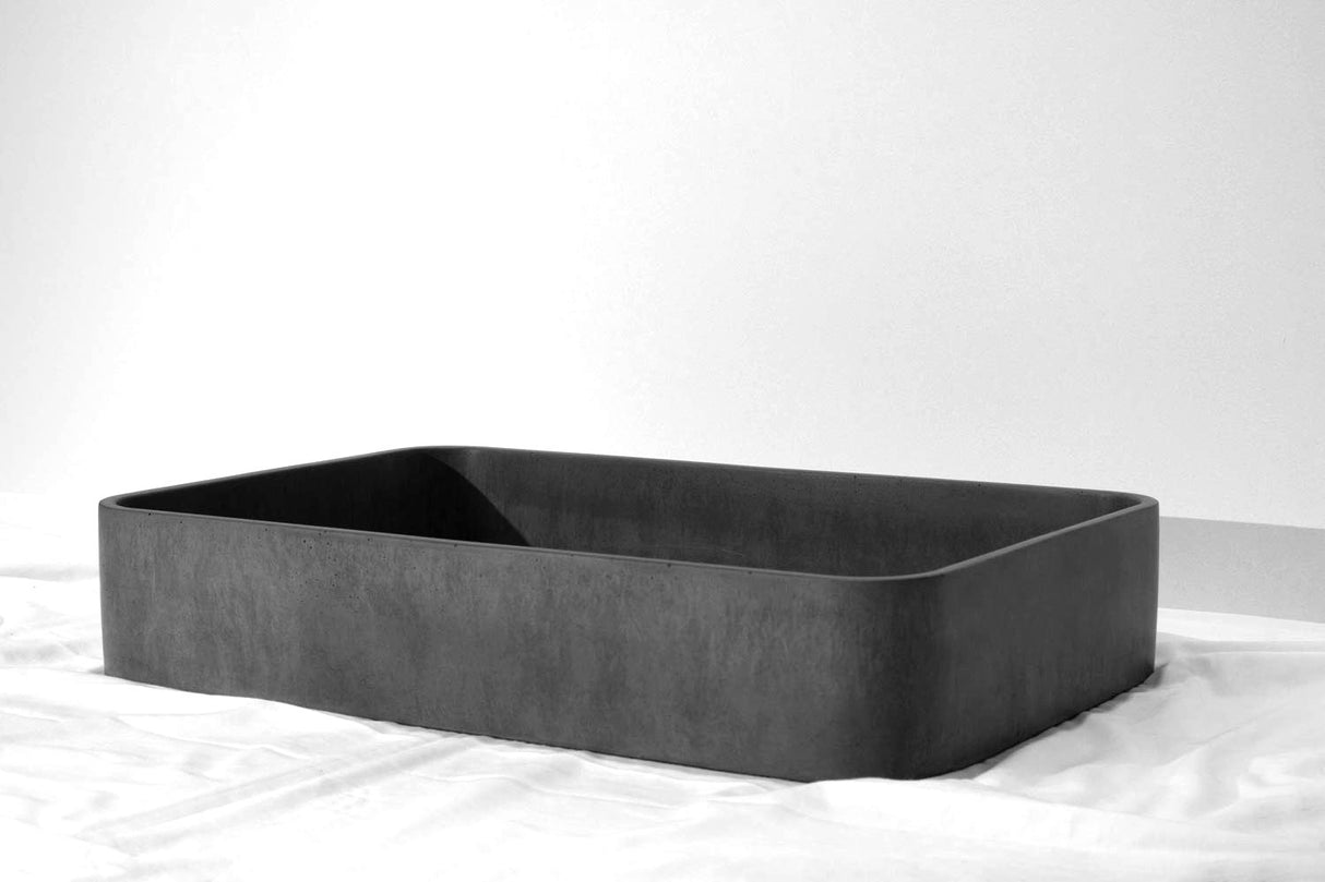Rektangle Concrete Basin - 550x400x100mm, Coal