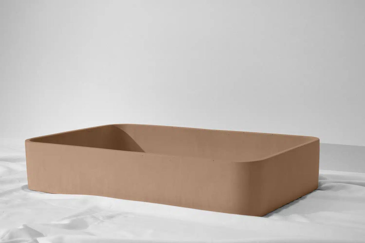 Rektangle Concrete Basin - 550x400x100mm, Dune