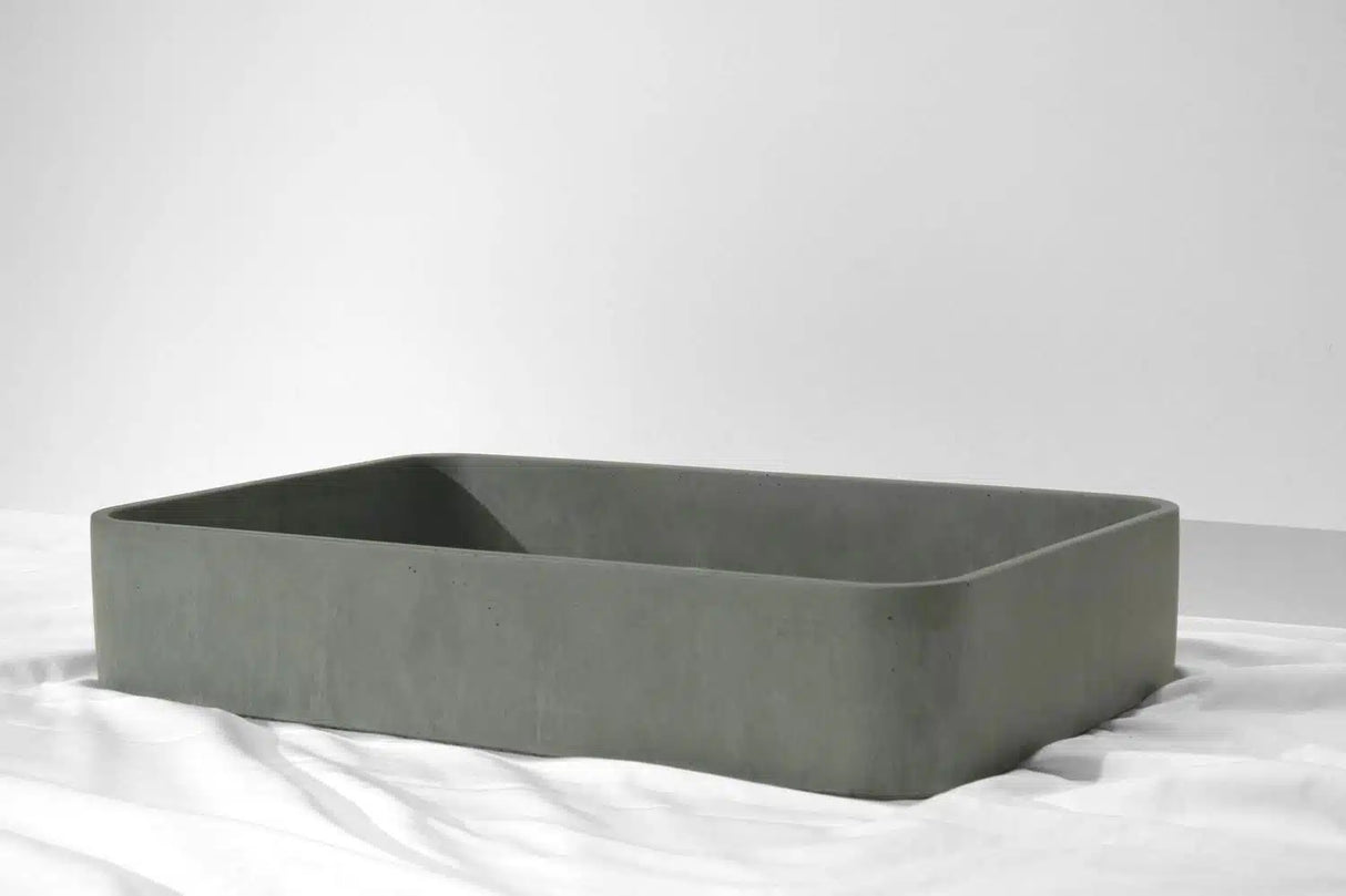 Rektangle Concrete Basin - 550x400x100mm, Fern