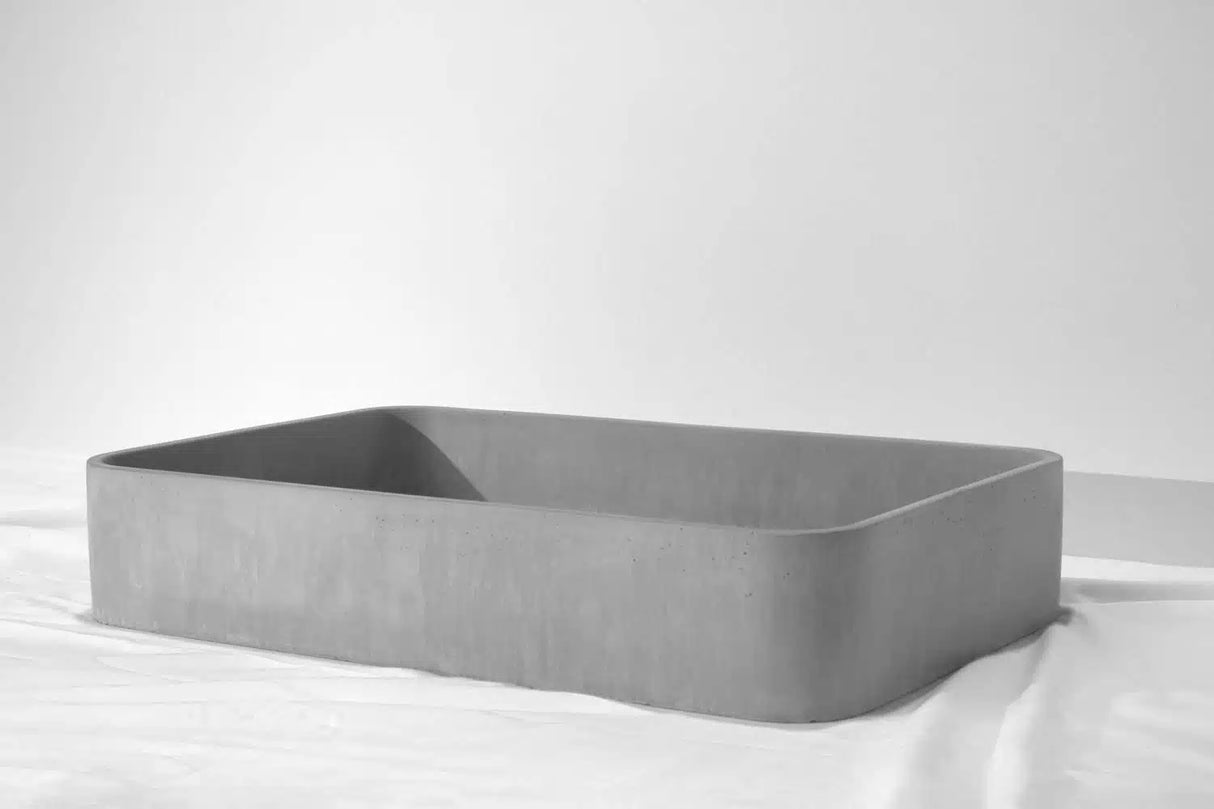 Rektangle Concrete Basin - 550x400x100mm, Grey