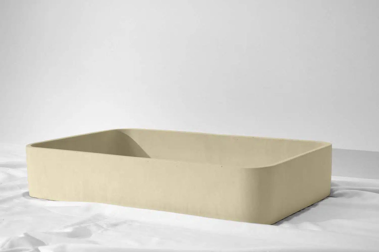 Rektangle Concrete Basin - 550x400x100mm, Sandstone
