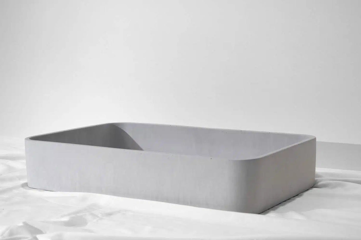 Rektangle Concrete Basin - 550x400x100mm, Silver