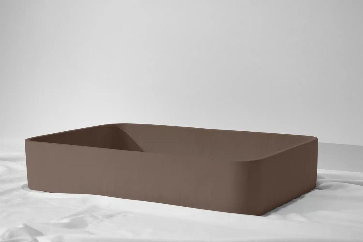 Rektangle Concrete Basin - 550x400x100mm, Umber