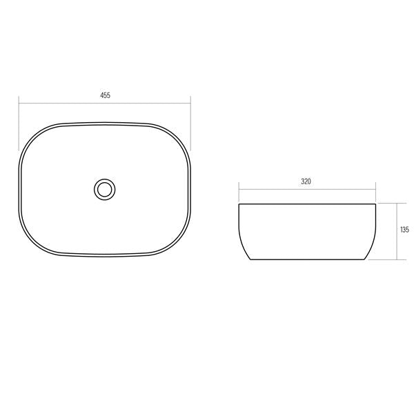 Sebastian - Gloss White Ceramic Basin
455x320x135mm