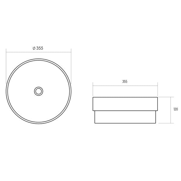 Icarus - Gloss White Ceramic Inset Basin
355x355x120mm