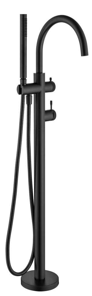 Mica - Fluted Freestanding Bath Mixer with Hand Shower